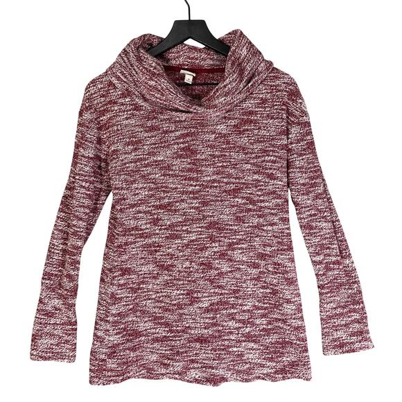 Merona Women’s Marled Burgundy Cowl Neck Pullover Sweater Small Long Sleeve - Picture 1 of 7